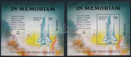 1986 In Memoriam vágott blokk rendkívül alacsony 000007 és fogazott blokk 000026 sorszámmal