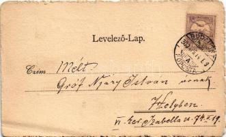 1900 Budapest I. Buda vára Mátyás király korában (1470 körül). Gróf Nyáry Istvánnak címezve. Török é...