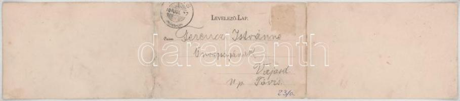 1900 Borszék, Borsec; látkép, nyaralók. 3-részes kihajtható panorámalap / general view, villas. 3-ti...