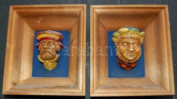 Olawa Wawelska lengyel iparművész 2db zsűrizett fafaragás / 2 Polish carved head