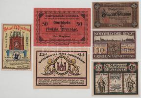 Német Birodalom / Weimari Köztársaság 1918-1921. 25pf - 1M (6xklf) T:AU-XF hajtatlanok, de sarokhajlások, egyiken ragasztó German Empire / Weimar Republic 1918-1921. 25 Pfennig - 1 Mark (6xdiff) C:AU-XF unfolded, but corner folds, glue on one