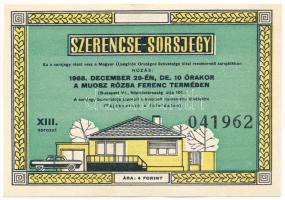 1968. "MÚOSZ (Magyar Újságírók Országos Szövetsége) - Szerencse-Sorsjegy" sorszámozott sorsjegy 4Ft értékben, XIII. sorozat T:AU