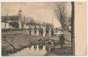 1919 Óbéba, Óbéb, Beba Veche (Temes); Római katolikus templom, utca / Catholic church, street (fl)