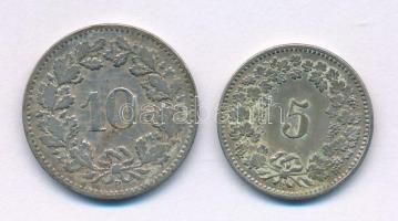 Svájc 1895B 10r Cu-Ni + 1904B 5r Cu-Ni T:XF-VF patina
Switzerland 1895B 10 Rappen Cu-Ni + 1904B 5 R...