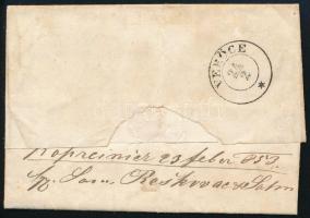 1853 3kr HP III 1. zónás távolsági levélen "KOPREINITZ" - "VERŐCE" - Theresovatz
