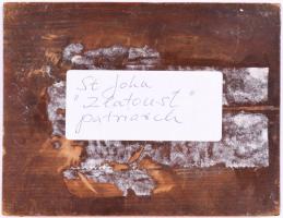 Szent János pátriárka, ikon, olaj fa alapos, sérüléssel, 13,5×10,5 cm