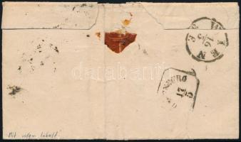 1854 3kr HP III 6 mm alsó ívszéllel, 2 föggőleges oldalon tépve, nem vágva + 6kr HP III távolsági le...