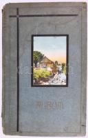 cca 1900 Üres album képeslapokhoz, fotókhoz, kartonált kötés, gerinc sérült, kopottas állapotban