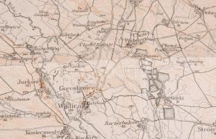 cca 1915 Nowy Korczyn (Lengyelország) környékének katonai térképe, 1 : 75.000, kis vágásból eredő sé...