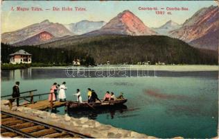 1912 Tátra, Magas-Tátra, Vysoké Tatry; Csorba-tó, "GIZELLA" csónak / Csorba-See / lake, boat (kopott sarkak / worn corners)