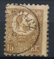 1871 Kőnyomat 15kr jobb oldalon képbe fogazva (50.000+) "(MI)SKOLCZ"