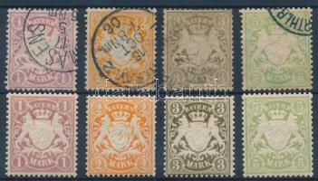 Német államok - Bajorország 1911 2 x Mi 71-74 (Mi EUR 130.-)