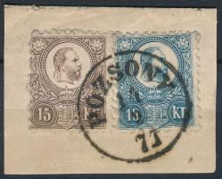 1871 Réznyomat 10kr + 15kr kivágáson "POZSONY"