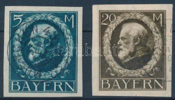 Német államok - Bajorország 1916/1918 Mi 107 II B és 109 II B szép, hibátlan darabok R! (Mi EUR 195.-)