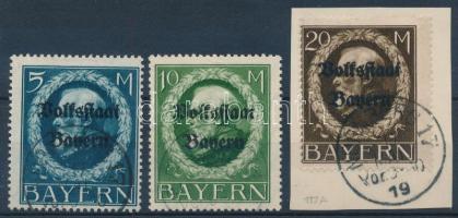 Német államok - Bajorország 1919 Mi 131, 132, 133 szép, hibátlan darabok (Mi EUR 140.-)