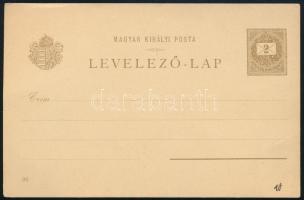 1896 Milleniumi 2kr díjjegyes levelezőlap, használatlan