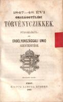 1836-dik, 1840-dik, 1844-dik, 1847-48. évi országgyűlési törvényczikkek. Az országbírói értekezlet j...