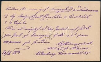 1883 Expressz 2kr díjjegyes levelezőlap Színesszámú 5kr + 10kr díjkiegészítéssel "SOPRON" ...