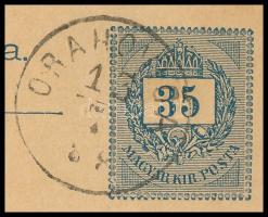 1888.júl.14. 35kr díjjegyes zárt Távirat belül Színesszámú 3 x 2kr + Feketeszámú 30kr díjkiegészítés...