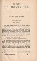 Montaigne, [Michel de]: 
Essais de Montaigne. Avec des notes choisies dans tous les commentateurs e...