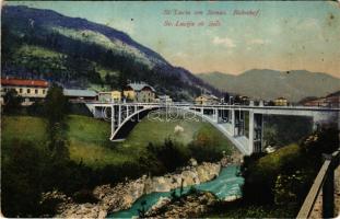 Most na Soci, Sveta Lucija, Santa Lucia d'Isonzo; Bahnhof / railway station, bridge (kopott sarkak / worn corners)