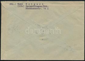 1956. 10. 26 Ajánlott légi levél Magyarországra, a postaforgalom leállítása miatt visszairányítva