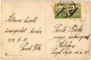 1919 Húsvéti üdvözlet / Easter greeting art postcard with lady and flock of sheep s: R. Kratky (EK)