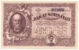 1925. Budapest "Jókai sorsjegy" 20.000K értékben, "41503 Sor. III." sorszámmal T:AU sarokhajlás a jobb felső sarokban