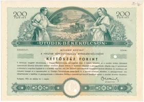 1954. Budapest "Ötödik Békekölcsön - a Magyar Népköztársaság nyereménykölcsöne" 200Ft értékben, sorozat és sorszám nélkül, szárazpecséttel, lyukasztással érvénytelenítve T:AU jobb felső sarokban kézírásos tintával írt kódszám