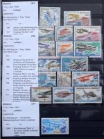 Nagyon tartalmas, főleg postatiszta LÉGIPOSTA gyűjtemény az egész világból jó kiadásokkal 30 fekete ...