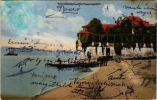 Verőce, Nógrádverőce; Duna részlet, gőzhajó (r)