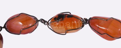 Régi minerál nyaklánc, fém szerelékben