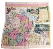 Helvécia térképével díszített kendő, cca 80x80 cm