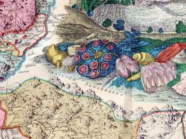 Helvécia térképével díszített kendő, cca 80x80 cm