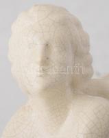 Louis Fontinelle (1886-1964): Hölgy kutyákkal. Mázas fajansz, jelzett, restaurált, 52x36 cm /// KIZÁ...