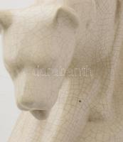 Louis Fontinelle (1886-1964): Hölgy kutyákkal. Mázas fajansz, jelzett, restaurált, 52x36 cm /// KIZÁ...