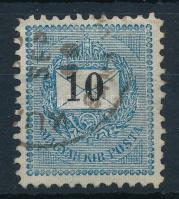 1888 Feketeszámú 10kr I. vízjellel, ritka soros 11 1/2 fogazással Certificate: Visnyovszki