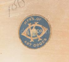 Festett fém indián szobor, talapzaton, m: 10 cm