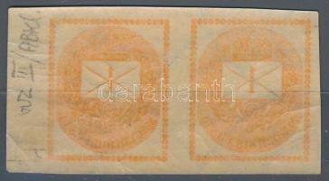 1899 Hírlapbélyeg ívszéli pár teljes gépszínátnyomattal (mindkét oldal falcos / hinge on both sides)