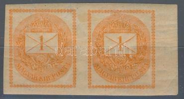 1899 Hírlapbélyeg ívszéli pár teljes gépszínátnyomattal (mindkét oldal falcos / hinge on both sides)