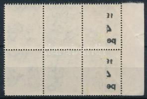 1945 Kisegítő 40P/8f ívszéli 6-os tömb részleges gépszínátnyomattal