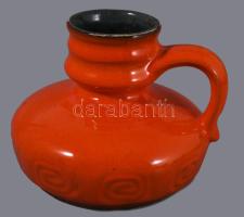 Német retro narancsmázas váza, hibátlan, m: 10 cm