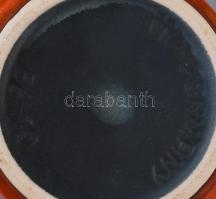 Német retro narancsmázas váza, hibátlan, m: 10 cm