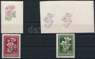 1950 Virág 30f és 40f vágott fázisnyomat támpéldányokkal