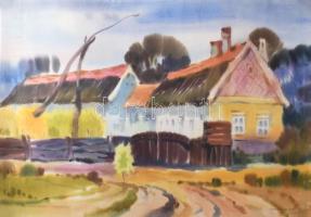 Osváth Miklós (1935-2004): Nagykáta, Akvarell, papír, jelzett és datált. 66x47 cm