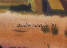 Osváth Miklós (1935-2004): Nyírségi házak, Akvarell, papír, jelzett és datált. 41x56 cm