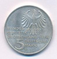 Német Szövetségi Köztársaság 1974D 5M Ag "Immanuel Kant" T:AU Federal Republic of Germany 1974D 5 Mark Ag "Immanuel Kant" C:AU Krause KM#139