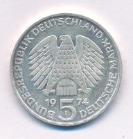 Német Szövetségi Köztársaság 1974F 5M Ag "Immanuel Kant" T:AU kis patina Federal Republic of Germany 1974F 5 Mark Ag "Immanuel Kant" C:AU small patina Krause KM#138