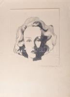 Azonosítatlan jelzéssel: Női fej (Marlene III). Ceruza, papír, 24x22 cm Kartonon