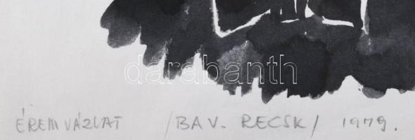 Boros Zsolt György (1944) Péch Antal - Pazola Henrik emlékérem terv. Tus, akvarell, Jelzett 20x30 cm